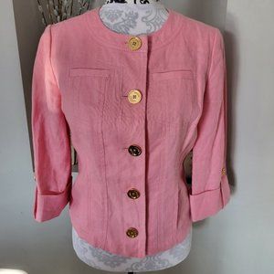 Jones NewYork Barbie Pink  Linen Blazer Jacket Womens Sz S Petite